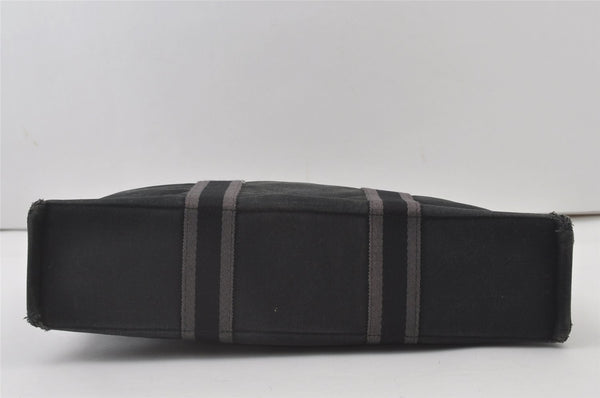 Authentic HERMES Fourre Tout MM Hand Tote Bag Canvas Black 0845J