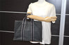 Authentic HERMES Fourre Tout MM Hand Tote Bag Canvas Black 0845J
