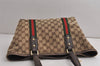 Authentic GUCCI Web Sherry Line Tote Bag GG Canvas Leather 137396 Brown 0845K