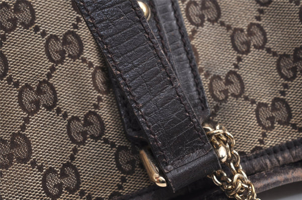Authentic GUCCI Web Sherry Line Tote Bag GG Canvas Leather 137396 Brown 0845K