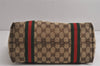 Authentic GUCCI Web Sherry Line Tote Bag GG Canvas Leather 137396 Brown 0845K