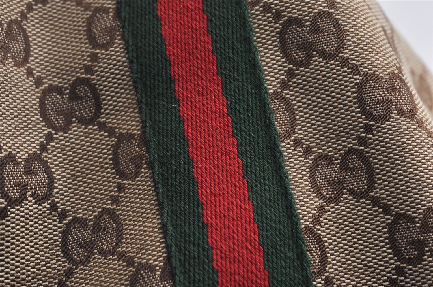 Authentic GUCCI Web Sherry Line Tote Bag GG Canvas Leather 137396 Brown 0845K