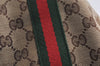 Authentic GUCCI Web Sherry Line Tote Bag GG Canvas Leather 137396 Brown 0845K