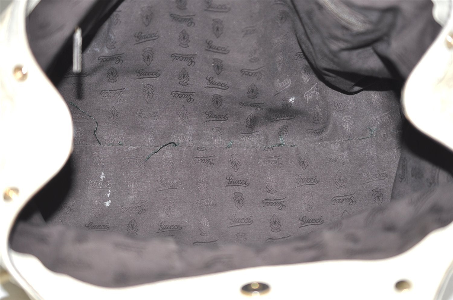 Authentic GUCCI Guccissima Sukey Shoulder Tote Bag GG Leather 211944 White 0846I