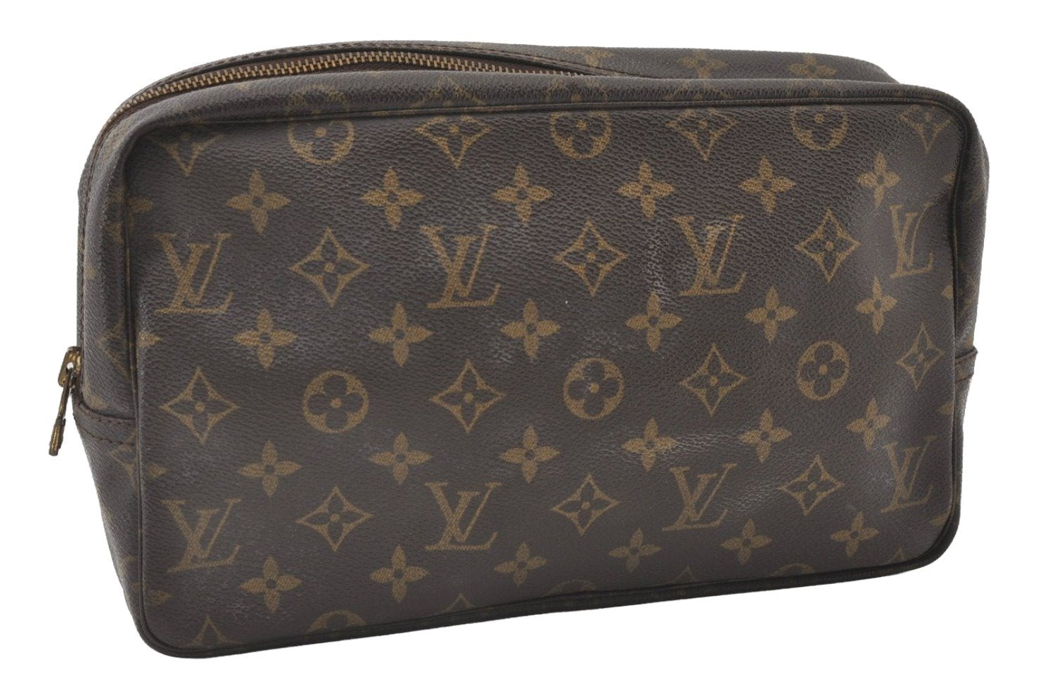 Auth Louis Vuitton Monogram Trousse Toilette 28 Clutch Hand Bag M47522 LV 0846J