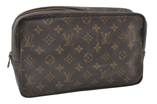 Auth Louis Vuitton Monogram Trousse Toilette 28 Clutch Hand Bag M47522 LV 0846J