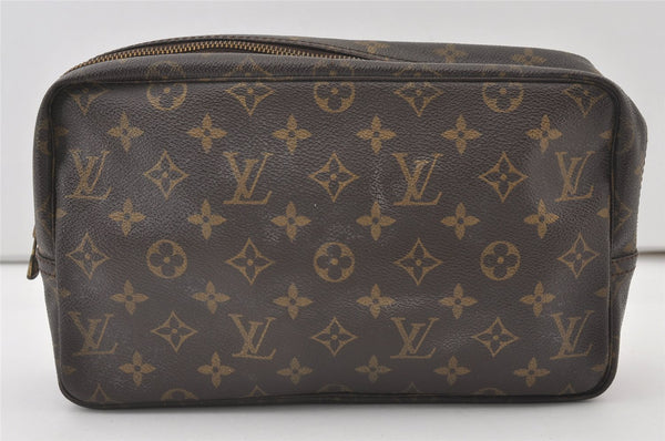 Auth Louis Vuitton Monogram Trousse Toilette 28 Clutch Hand Bag M47522 LV 0846J