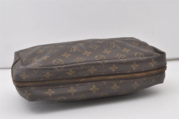 Auth Louis Vuitton Monogram Trousse Toilette 28 Clutch Hand Bag M47522 LV 0846J