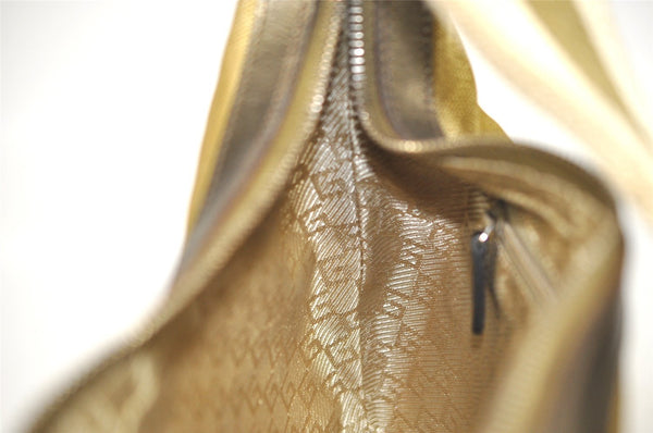 Authentic GUCCI Sherry Line Shoulder Bag Nylon Leather 0014186 Gold 0849I