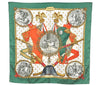 Authentic HERMES Carre 90 Scarf "NAPOLEON" Silk Green 0849J