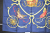 Authentic HERMES Carre 90 Scarf "SPRINGS" Silk Navy 0850J