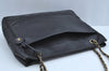 Authentic CHANEL Calf Skin Matelasse Chain Shoulder Tote Bag Black CC 0851I