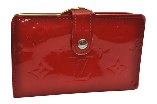 Auth Louis Vuitton Vernis Porte Monnaie Billets Viennois Wallet M91208 Red 0852K