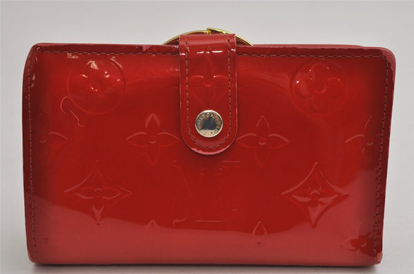 Auth Louis Vuitton Vernis Porte Monnaie Billets Viennois Wallet M91208 Red 0852K