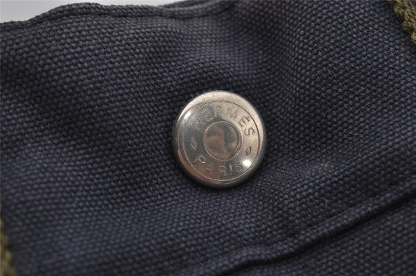 Authentic HERMES Fourre Tout PM Hand Tote Bag Canvas Navy 0853J