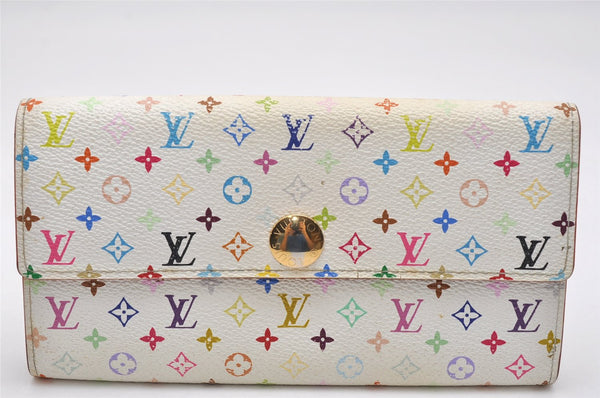 Auth Louis Vuitton Monogram Multicolor Portefeuille Sarah Wallet M93532 LV 0853K