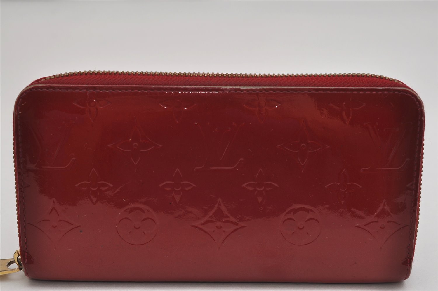 Authentic Louis Vuitton Vernis Zippy Wallet Long Purse Red M91981 LV 0854K