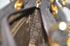 Authentic Christian Dior Lady Dior Canvas Cannage Hand Bag Brown CD Junk 0855I