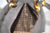 Authentic Christian Dior Lady Dior Canvas Cannage Hand Bag Brown CD Junk 0855I