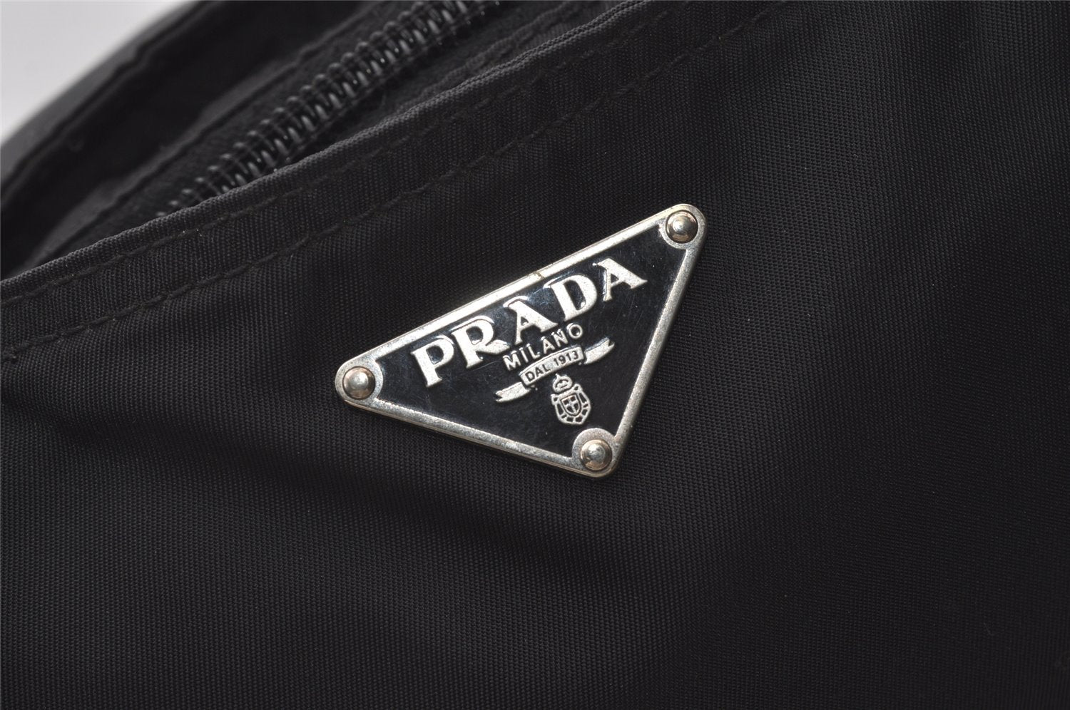 Authentic PRADA Vintage Nylon Tessuto Leather Shoulder Tote Bag Black 0856J