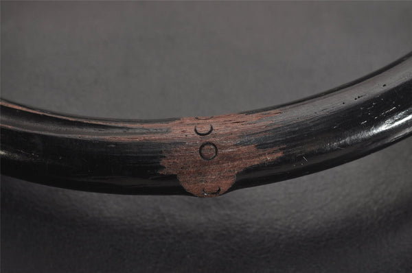 Authentic GUCCI Vintage Bamboo Shoulder Hand Bag Leather Black 0857J