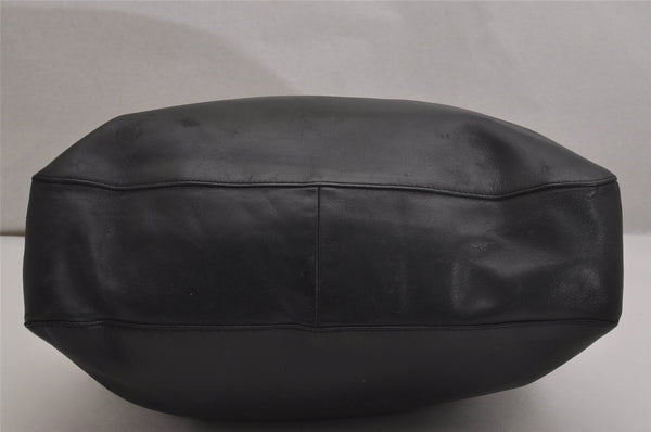 Authentic GUCCI Vintage Bamboo Shoulder Hand Bag Leather Black 0857J