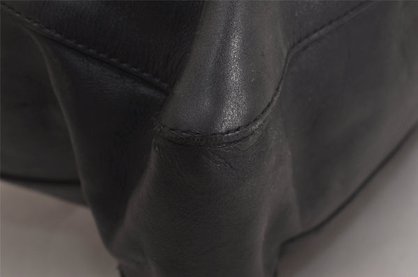 Authentic GUCCI Vintage Bamboo Shoulder Hand Bag Leather Black 0857J