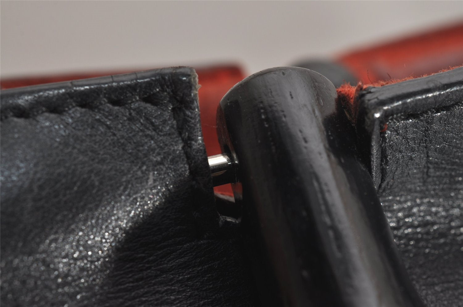 Authentic GUCCI Vintage Bamboo Shoulder Hand Bag Leather Black 0857J