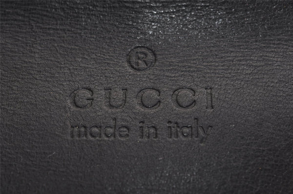 Authentic GUCCI Vintage Bamboo Shoulder Hand Bag Leather Black 0857J