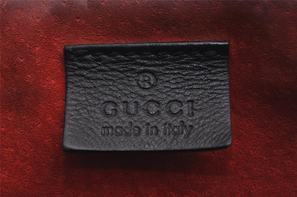 Authentic GUCCI Vintage Bamboo Shoulder Hand Bag Leather Black 0857J