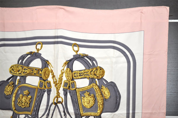 Authentic HERMES Carre 90 Scarf "BRIDES de GALA par" Silk Pink 0861J