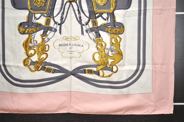 Authentic HERMES Carre 90 Scarf "BRIDES de GALA par" Silk Pink 0861J