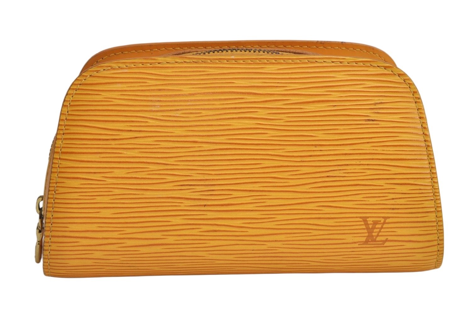 Authentic Louis Vuitton Epi Dauphine Cosmetic Pouch Yellow M48449 Junk 0862K