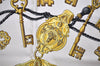 Authentic HERMES Carre 90 Scarf "LES CLES" Silk Black 0863J