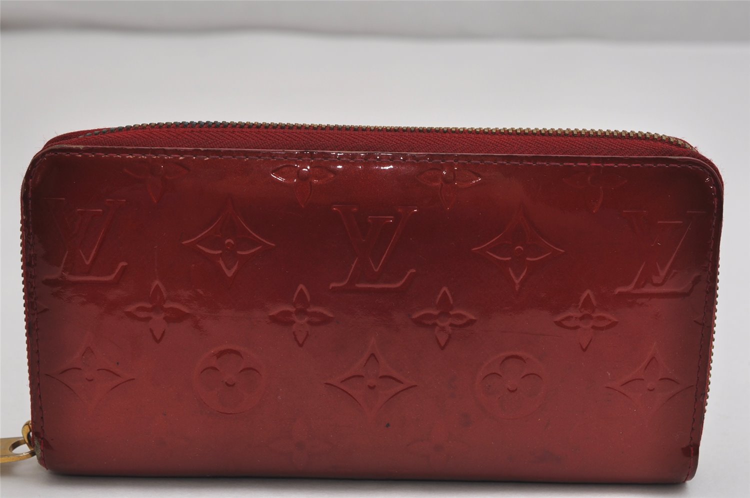 Authentic Louis Vuitton Vernis Zippy Wallet Long Purse Red M91981 LV 0863K