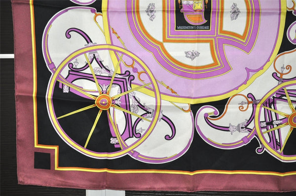 Authentic HERMES Carre 65 Scarf "WASHINGTON'S CARRIAGE" Silk Purple 0864J