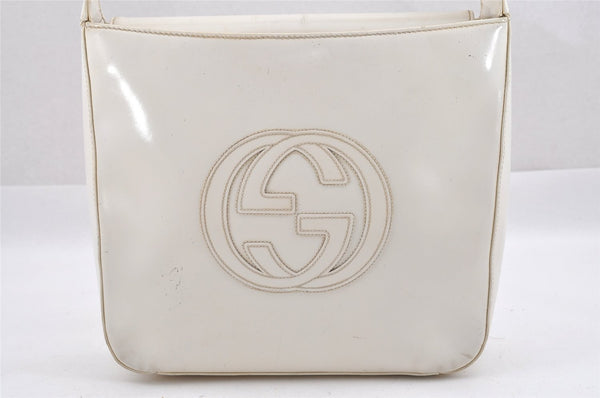Authentic GUCCI Vintage SOHO Shoulder Hand Bag Purse Enamel White Junk 0865J