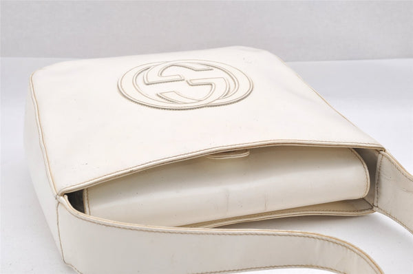 Authentic GUCCI Vintage SOHO Shoulder Hand Bag Purse Enamel White Junk 0865J