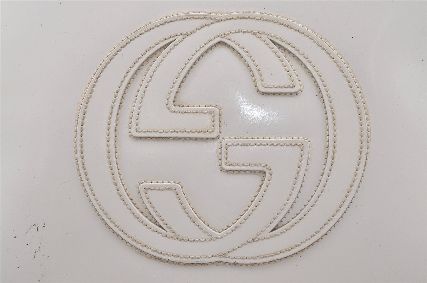 Authentic GUCCI Vintage SOHO Shoulder Hand Bag Purse Enamel White Junk 0865J