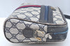 Authentic GUCCI Sherry Line Shoulder Bag GG PVC Leather Navy Blue Junk 0866J