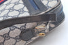 Authentic GUCCI Sherry Line Shoulder Bag GG PVC Leather Navy Blue Junk 0866J