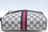 Authentic GUCCI Sherry Line Shoulder Bag GG PVC Leather Navy Blue Junk 0866J
