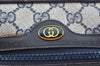 Authentic GUCCI Sherry Line Shoulder Bag GG PVC Leather Navy Blue Junk 0866J