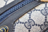 Authentic GUCCI Sherry Line Shoulder Bag GG PVC Leather Navy Blue Junk 0866J