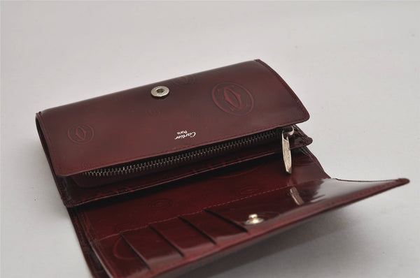 Authentic Cartier Happy Birthday Bifold Wallet Enamel Bordeaux Red Box 0866K