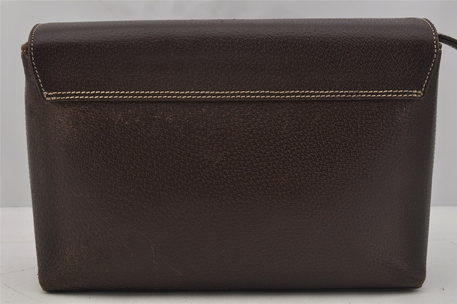 Authentic BURBERRY Vintage Leather Clutch Hand Bag Purse Brown 0867J