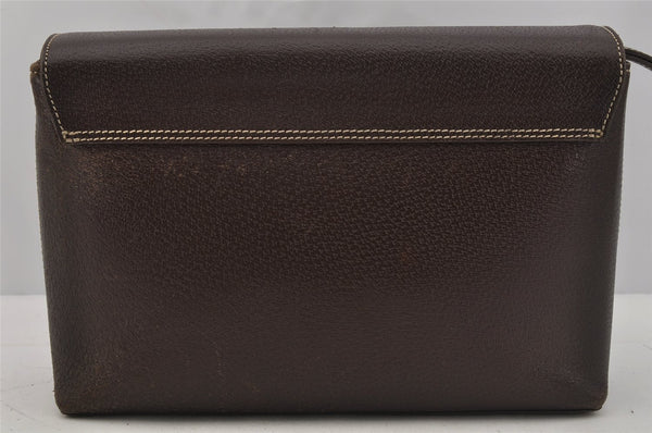 Authentic BURBERRY Vintage Leather Clutch Hand Bag Purse Brown 0867J