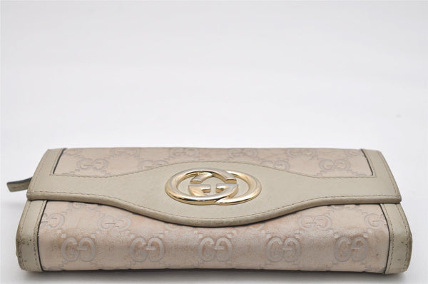 Authentic GUCCI Sukey Guccissima GG Leather Long Wallet Purse 282431 White 0867K