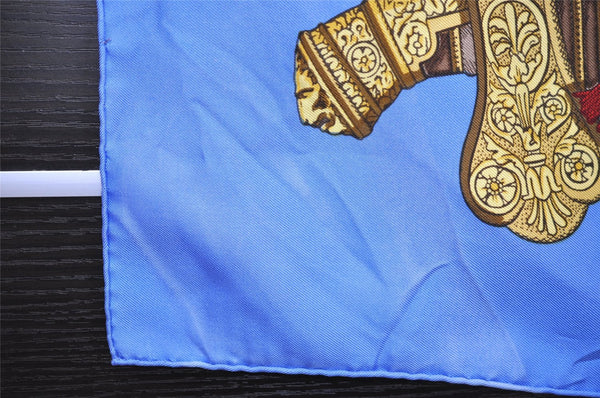 Authentic HERMES Carre 90 Scarf "GRAND UNIFORME" Silk Blue 0868J