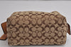 Authentic COACH Vintage Signature Pouch Purse Canvas Leather Brown 0869K